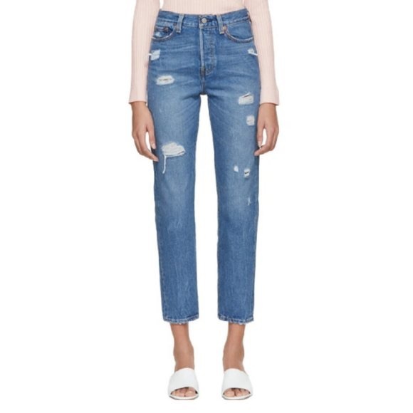 LEVI'S - Blue Wedgie Icon Straight Jeans In Partner in Crime Wash - Picture 1 of 5